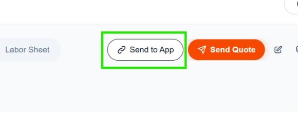 QuoteCore+ quote summary with the Send to App button.