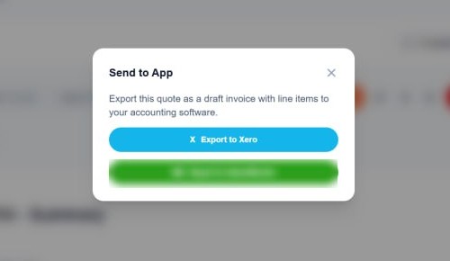 Send to App window showing Export to Xero as the export destination.