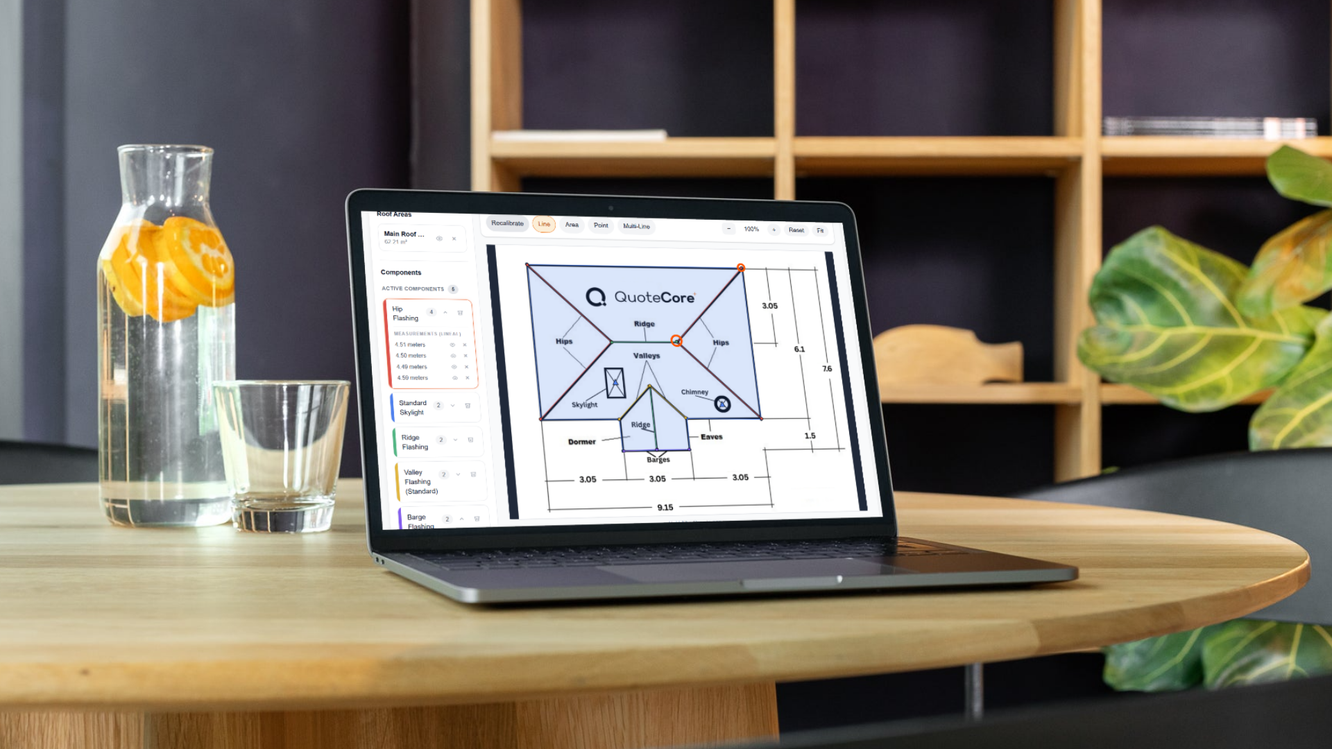 QuoteCore+ digital takeoff on a laptop